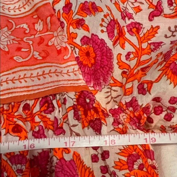 SZ Blockprints 100% Cotton Tunic Dress Tassels Pink Orange Women coverup resort - Picture 7 of 7